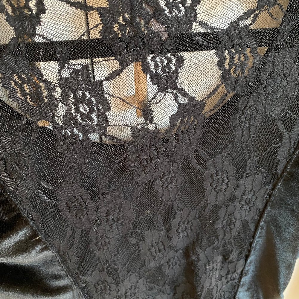 Dynamite Black Velvet Bodycon Dress with Lace Back - Size Medium - Picture 3 of 4